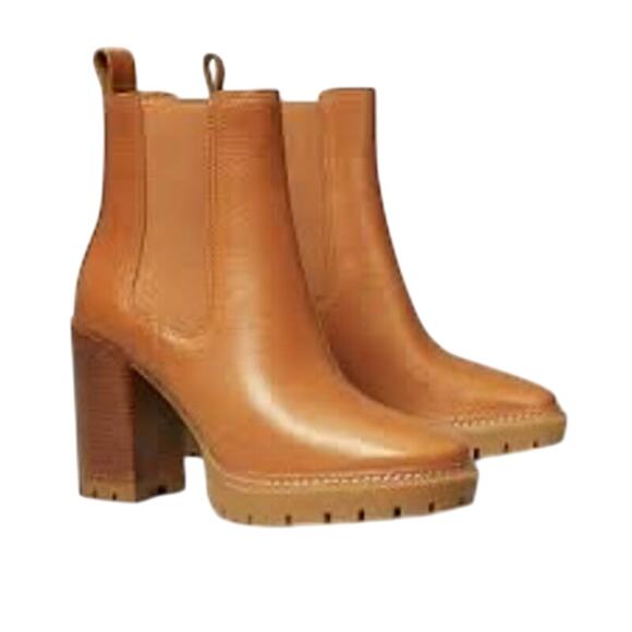 Tory Burch NIB Carson 70mm Lug Sole Boot in Toasted Caramel Size 9.5 - Picture 1 of 14